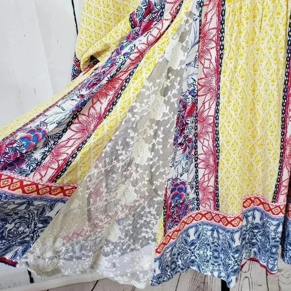 Umgee Boho Patchwork Lace Panel Dress Tunic - Picture 3 of 6